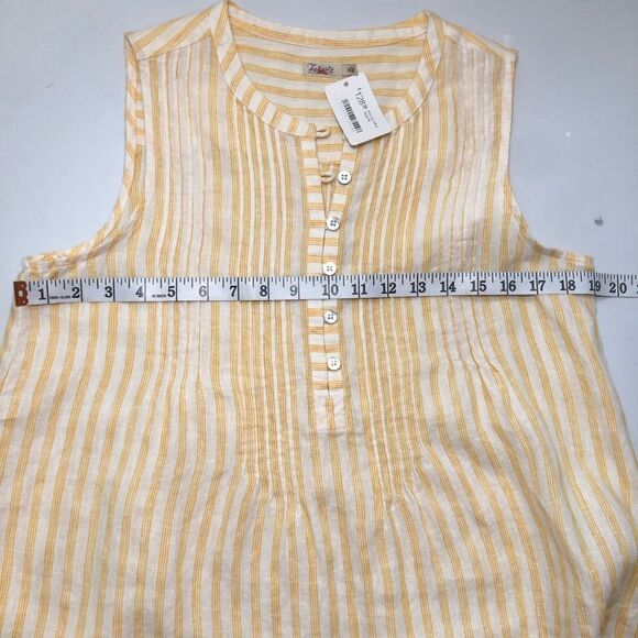 Faherty Isha Top Yellow Stripe Linen Size Medium NWT - Picture 10 of 15